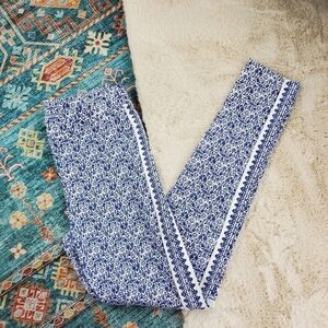 Umgee Blue White Printed Pants Medium